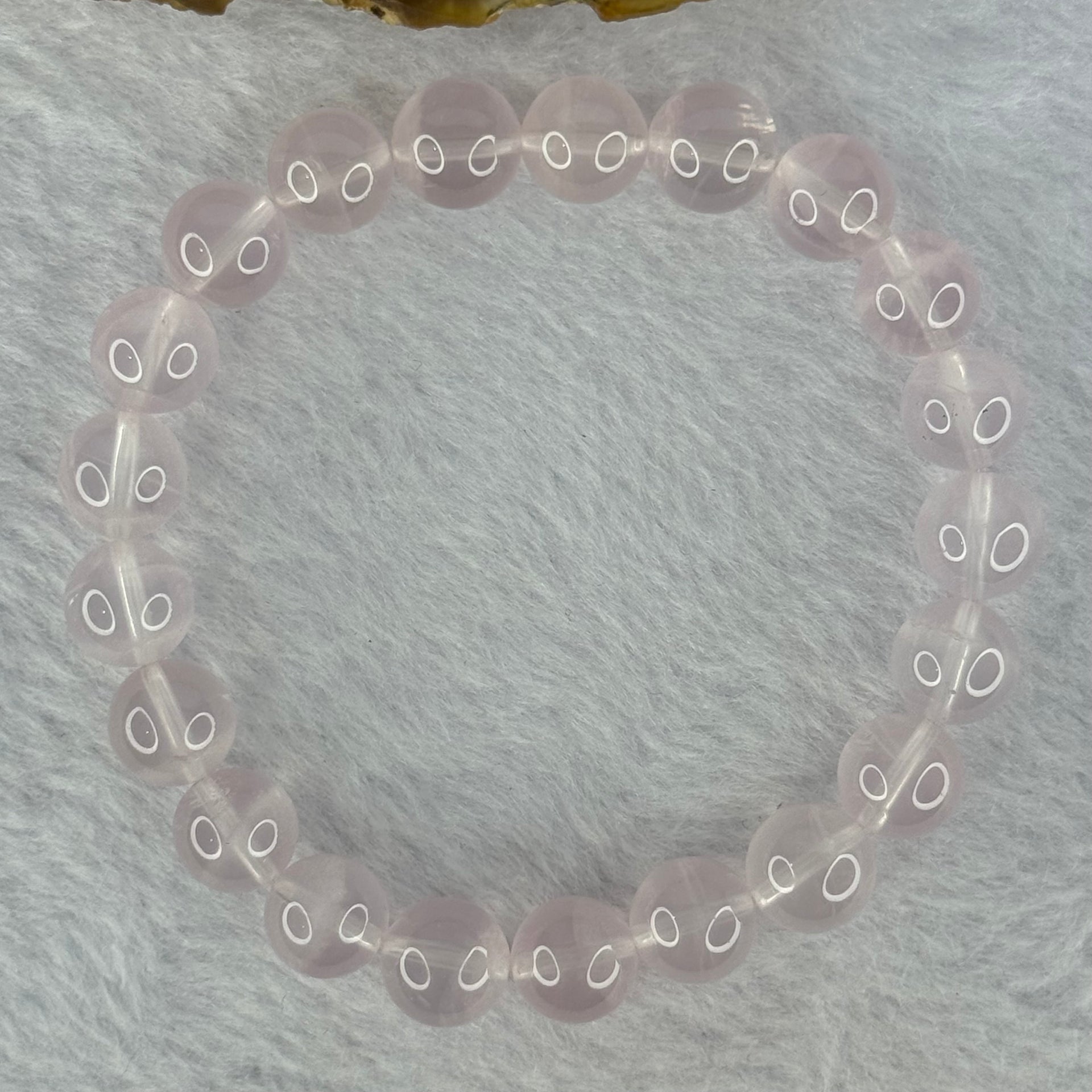 Natural Rose Quartz Beads Bracelet 天然玫瑰石英珠手链 25.93g 16.5cm 9.9mm 21 Beads - Huangs Jadeite and Jewelry Pte Ltd
