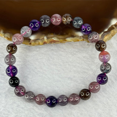 Above Average Grade Natural Super 7 Crystal Beads Bracelet 天然超级七水晶珠手链 15.44g 15.5cm 8.0mm 25 Beads - Huangs Jadeite and Jewelry Pte Ltd