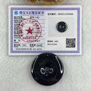 Type A Opaque Black Omphacite Jadeite Ping An Kou Donut Pendant 28.29g 40.1 by 8.5mm - Huangs Jadeite and Jewelry Pte Ltd