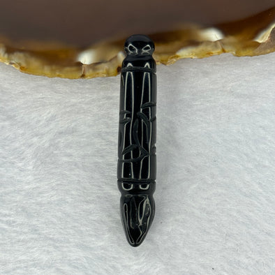 Natural Black Onyx Calligraphy Brush Pendent 6.93g 52.7 by 9.7mm - Huangs Jadeite and Jewelry Pte Ltd