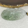 Grand Master Type A Semi Icy Lavender Green Piao Hua Jadeite Dragon Pendant Display 63.76g 70.9 by 11.8 by 12.7mm with Wooden Stand - Huangs Jadeite and Jewelry Pte Ltd