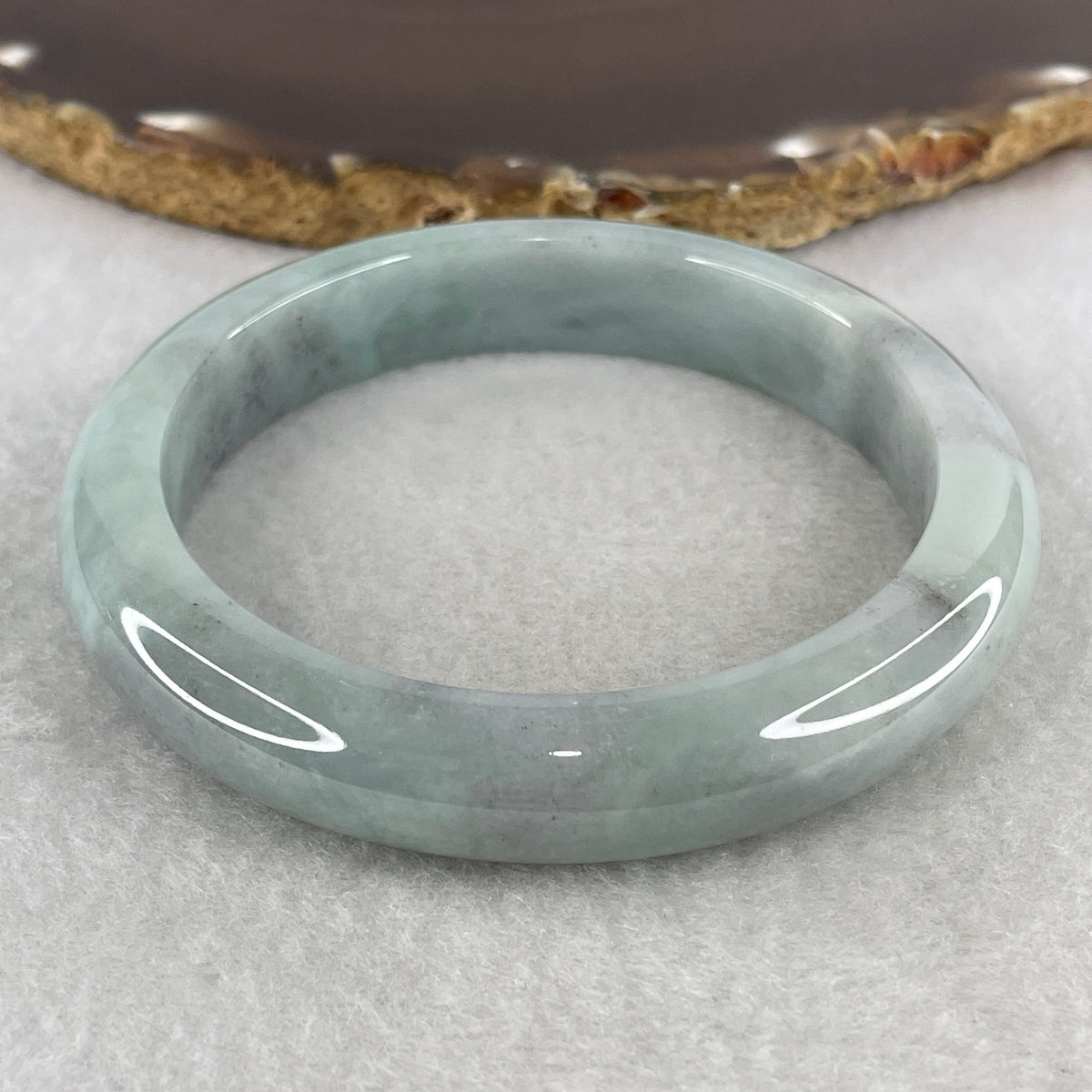 Certified Natural Type A Light Green & Wuji Grey Piao Hua Jadeite Bangle | 58.7mm Inner Diameter (58.04g 11.9x8.4mm | Close to Perfect Grade | Yin-Yang Balance & Grounding Shield) - Huangs Jadeite and Jewelry Pte Ltd