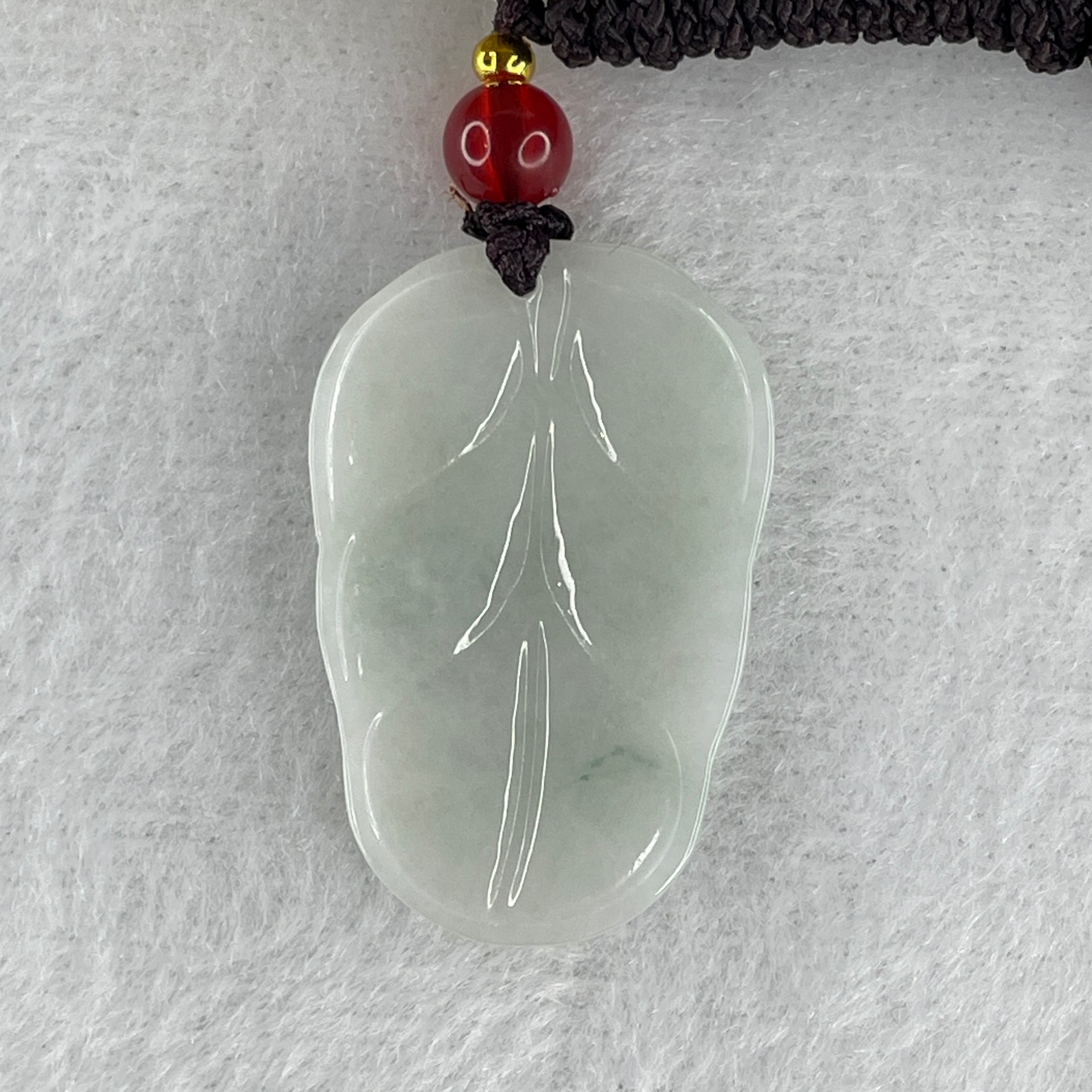 Type A Faint Green Lavender Jadeite Leaf Pendent 6.90g 31.7 by 21.4 by 4.0mm - Huangs Jadeite and Jewelry Pte Ltd