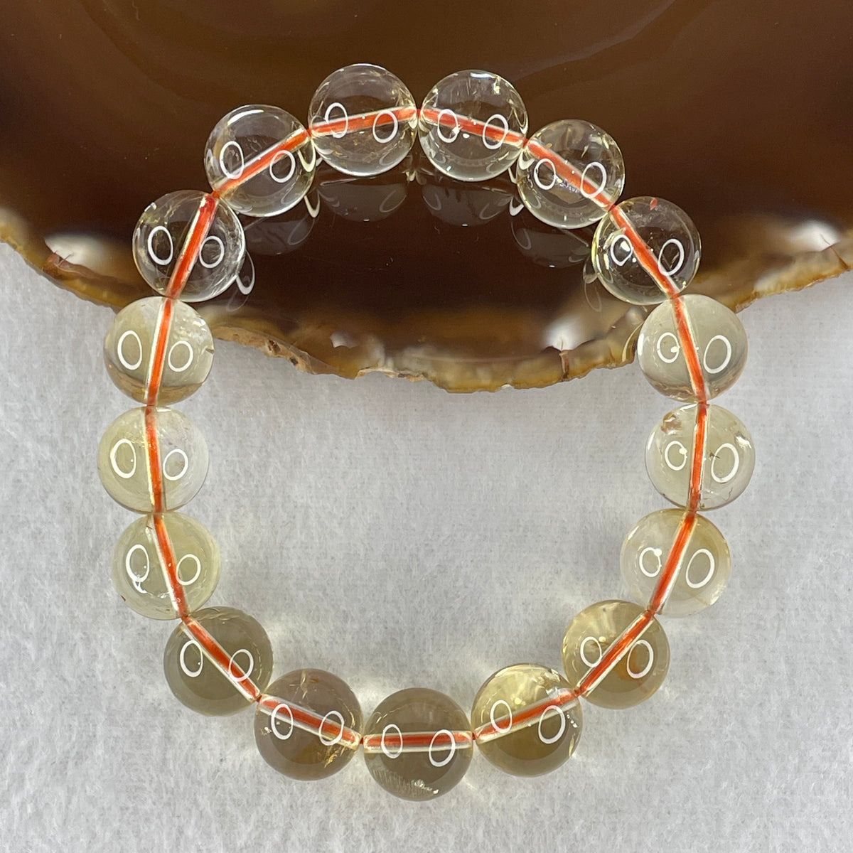 Certified Above Average Grade Natural Yellow Citrine Crystal Beads Bracelet | 12.6mm Golden Merchant's (46.96g | 17cm Wrist Sizing | 17 Beads)