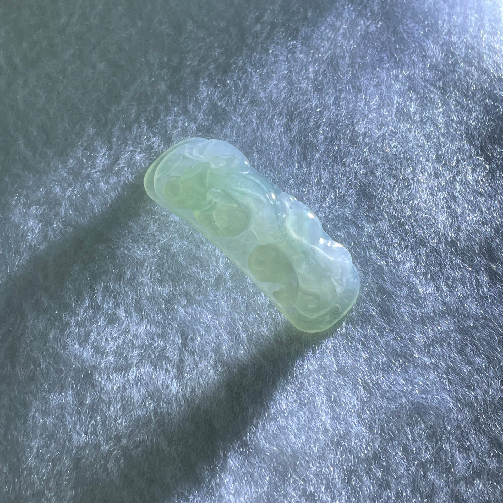 Type A Light Green Light Lavender Jadeite Pixiu Pendant or Shou Pai for Bracelet 6.15g 37.3 by 12.8 by 6.4mm - Huangs Jadeite and Jewelry Pte Ltd
