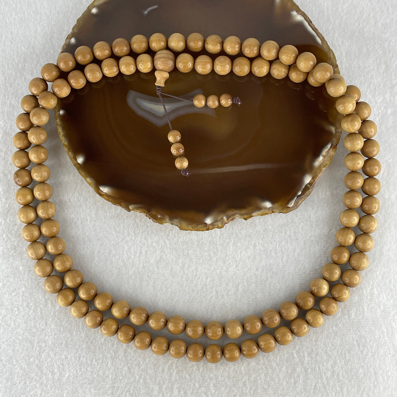 Certified Natural India Old Tree Sandalwood Beads Necklace 50.57g 106cm 10.2mm 108 Beads