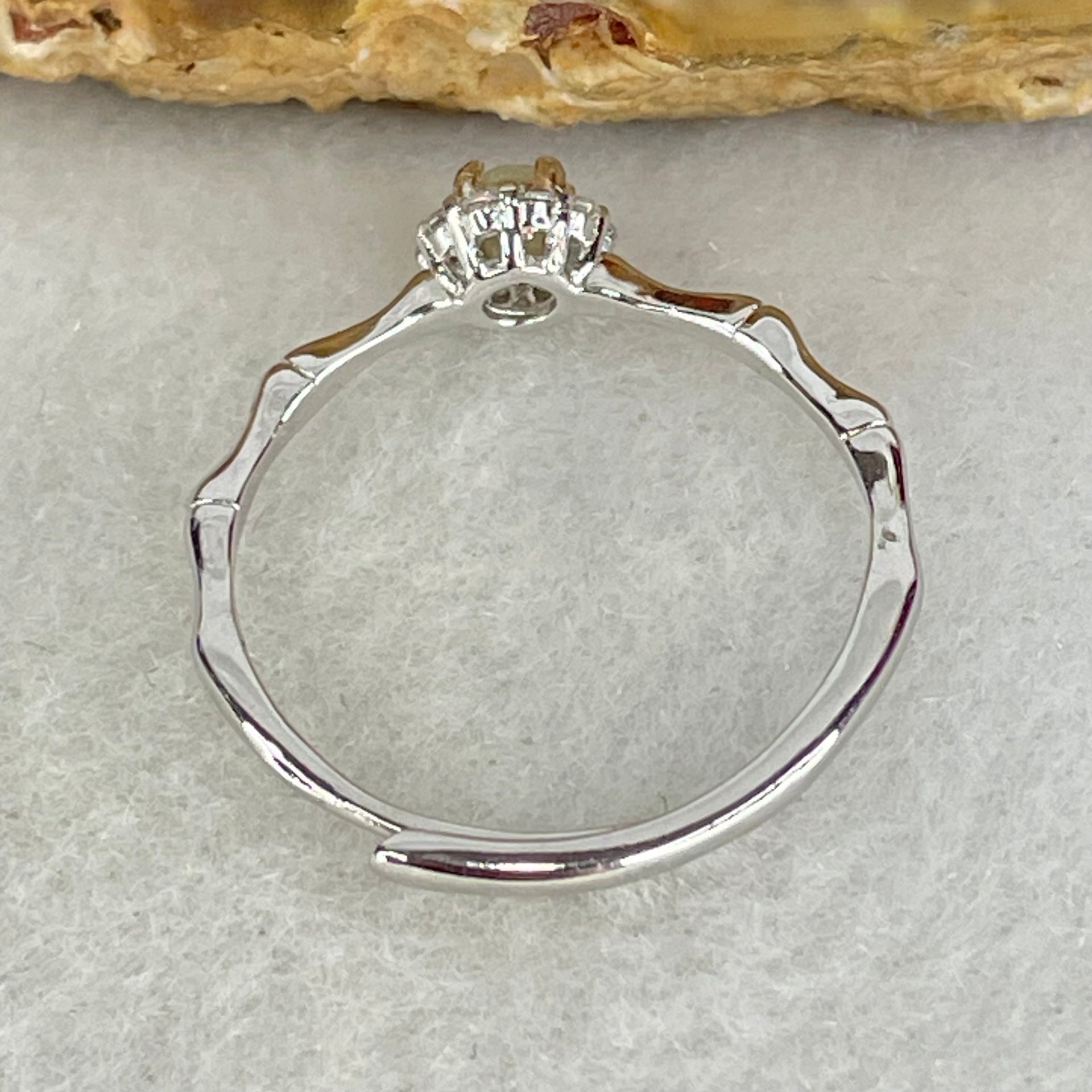 Type A Semi Icy Lavender Cabochon Jadeite in S925 Sliver Bamboo Ring (Adjustable Size) 1.05g 3.0 by 2.0mm - Huangs Jadeite and Jewelry Pte Ltd