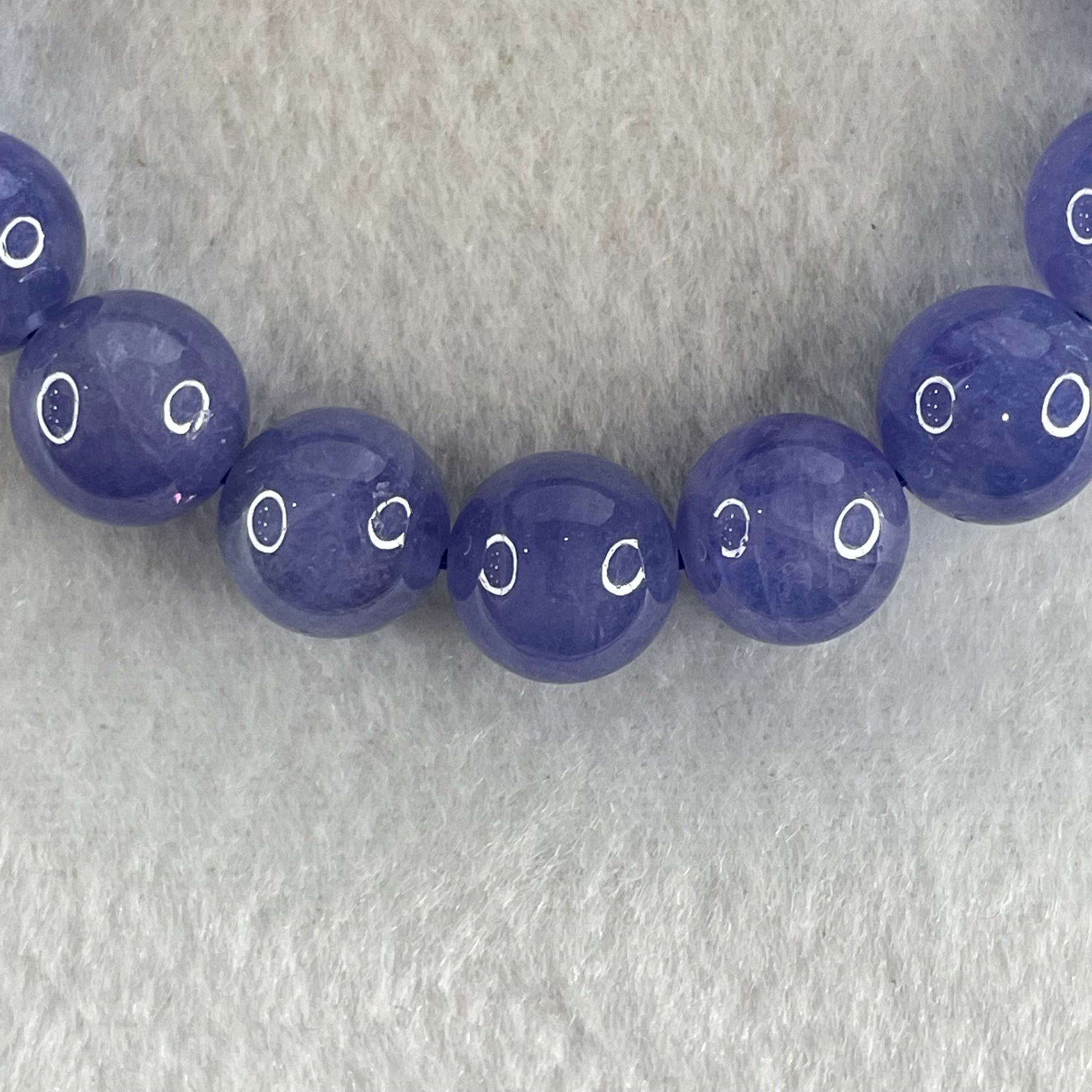 Good Grade Natural Blue Tanzanite Beads Bracelet 39.53g 16.5cm 10.7mm 19 Beads - Huangs Jadeite and Jewelry Pte Ltd