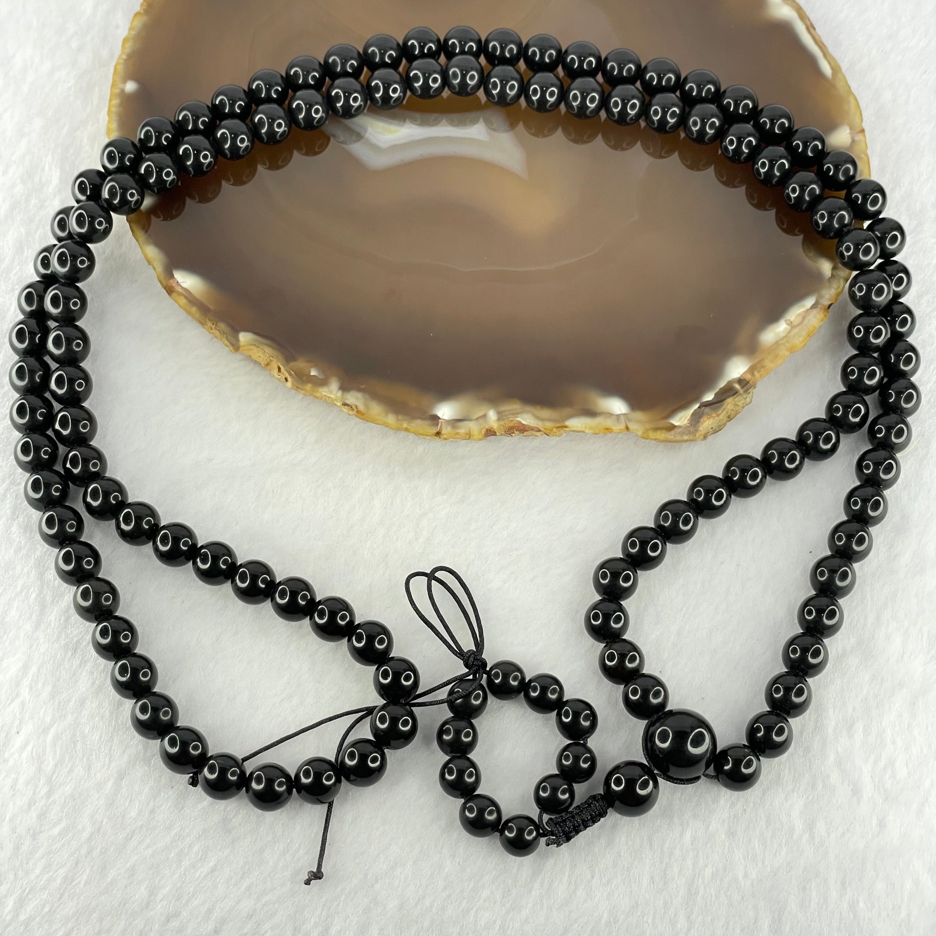 Natural Black Amber Beads Necklace 天然黑琥珀项链 39.36g 88cm 13.0mm 1 Bead 10mm 1 Bead 8.7mm 108 Beads - Huangs Jadeite and Jewelry Pte Ltd