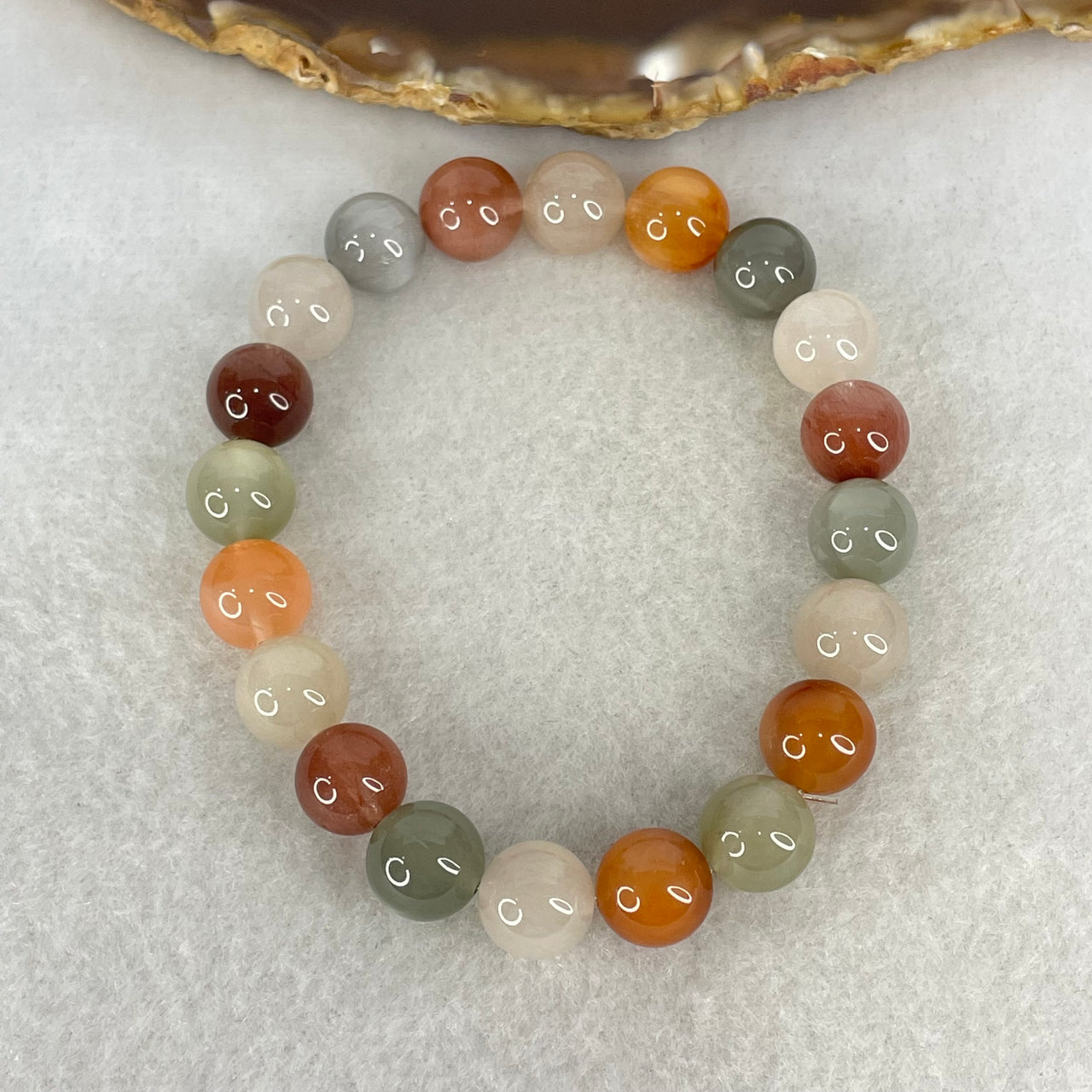 Above Average Grade Natural Muti Colour Rabbit Hair Rutilated Quartz Beads Bracelet 25.24g 16.5mm 9.9mm 20 Beads - Huangs Jadeite and Jewelry Pte Ltd