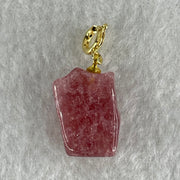 Natural Strawberry Quartz Fortune Cat Charm 3.40g 17.3 by 12.0 by 9.0mm - Huangs Jadeite and Jewelry Pte Ltd