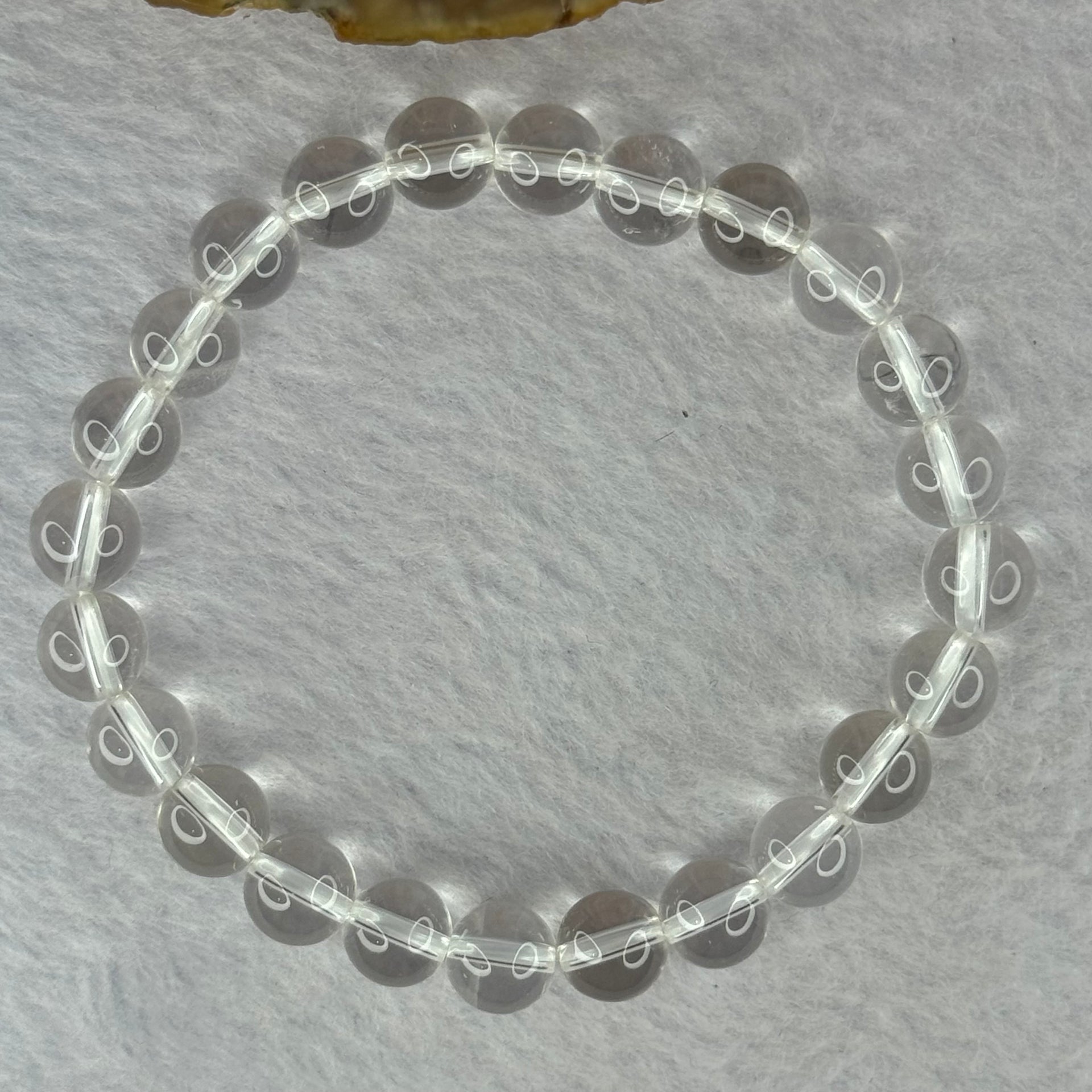 Natural Clear Quartz Bracelet 天然白水晶手链 18.64g 16.5cm 8.4mm 24 Beads - Huangs Jadeite and Jewelry Pte Ltd