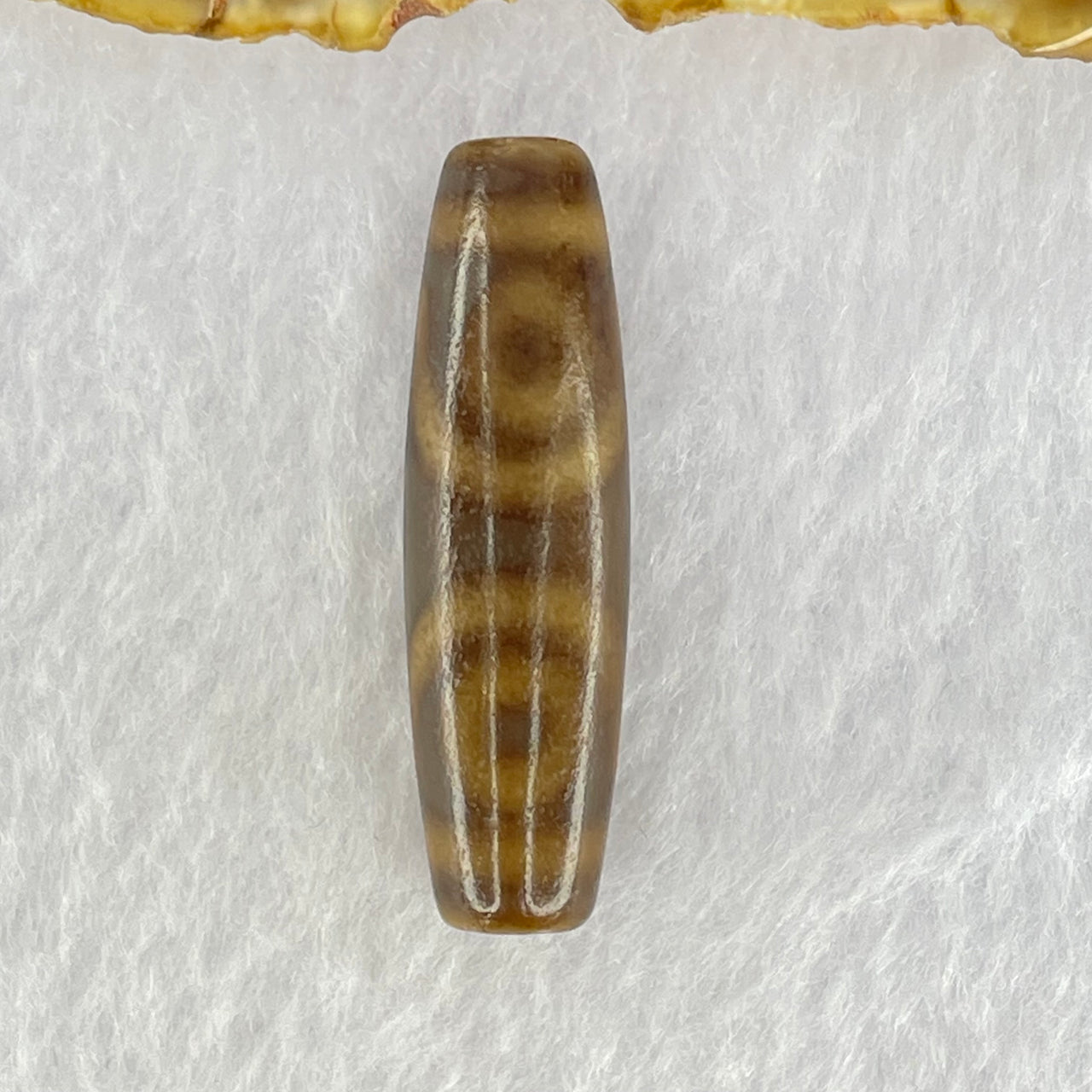 Natural Powerful Tibetan Old Oily Agate 3 Eyes Dzi Bead Heavenly Master (Tian Zhu) 三眼天诛 7.54g 39.5 by 11.4mm - Huangs Jadeite and Jewelry Pte Ltd