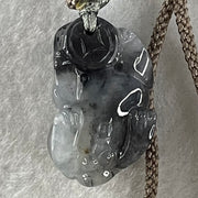 Type A Wuji Black Grey Patches Jadeite Male Pixiu Pendant Charm 8.96g 25.4 by 14.9 by 12.7mm - Huangs Jadeite and Jewelry Pte Ltd