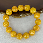 Type A Yellow Jadeite Beads Bracelet 66.62g 18cm 13.8mm 15 Beads (Burned) - Huangs Jadeite and Jewelry Pte Ltd