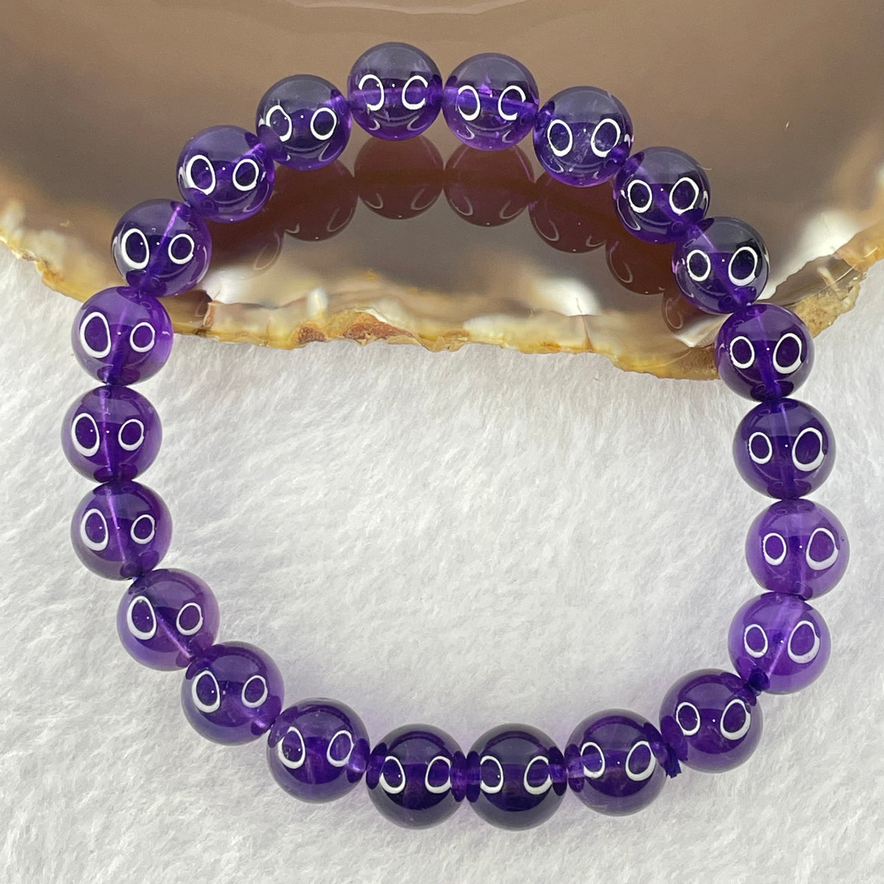 Very Good Grade Natural Amethyst Bracelet 22.90g 16.5cm 9.2mm 22 Beads - Huangs Jadeite and Jewelry Pte Ltd