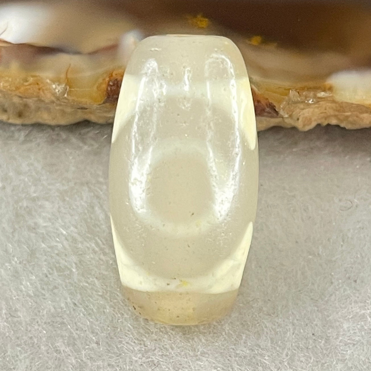 Natural Powerful Tibetan Old Oily Agate 3 Eyes Dzi Bead Heavenly Master (Tian Zhu) 三眼天诛 3.25g 20.0 by 10.6mm - Huangs Jadeite and Jewelry Pte Ltd
