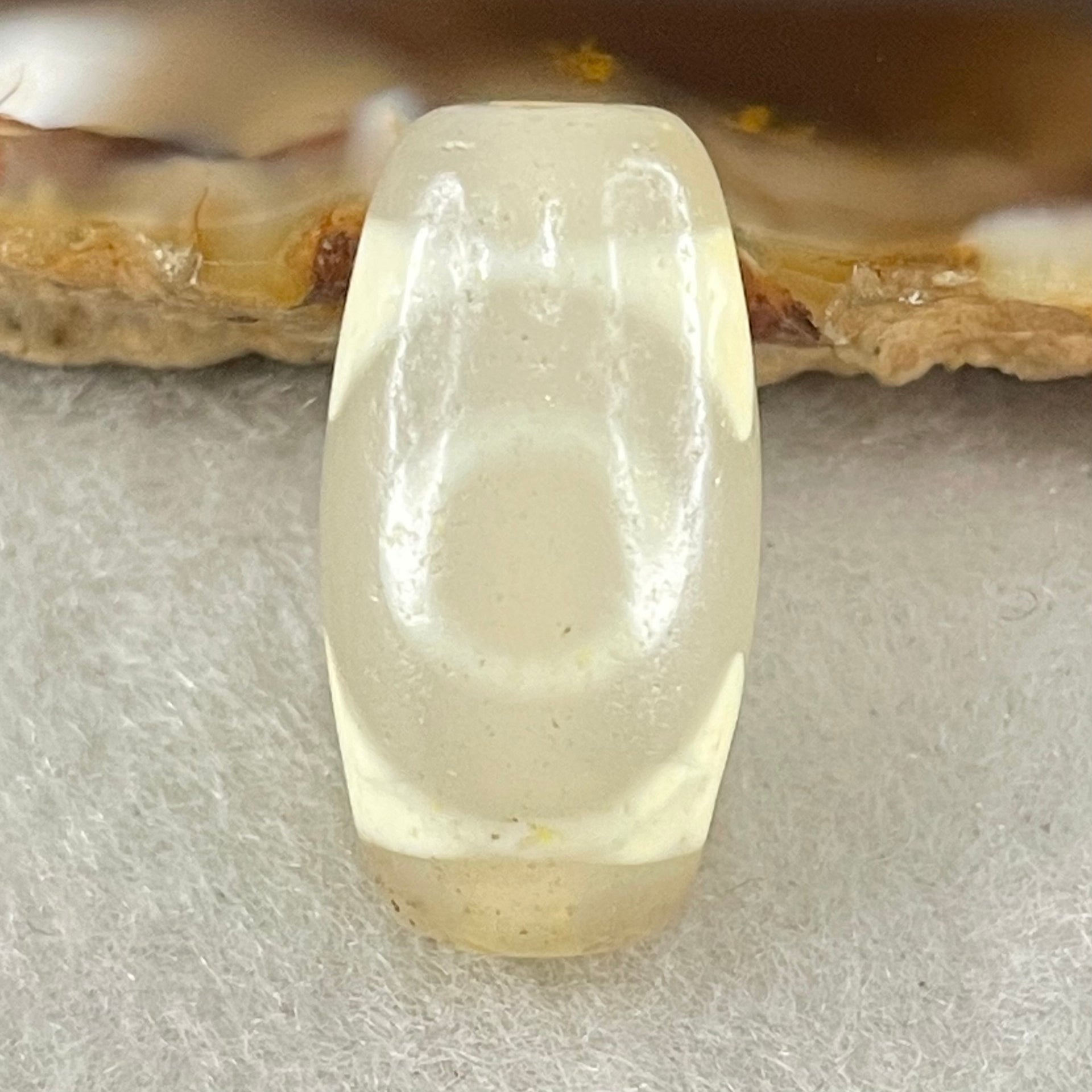 Natural Powerful Tibetan Old Oily Agate 3 Eyes Dzi Bead Heavenly Master (Tian Zhu) 三眼天诛 3.25g 20.0 by 10.6mm - Huangs Jadeite and Jewelry Pte Ltd