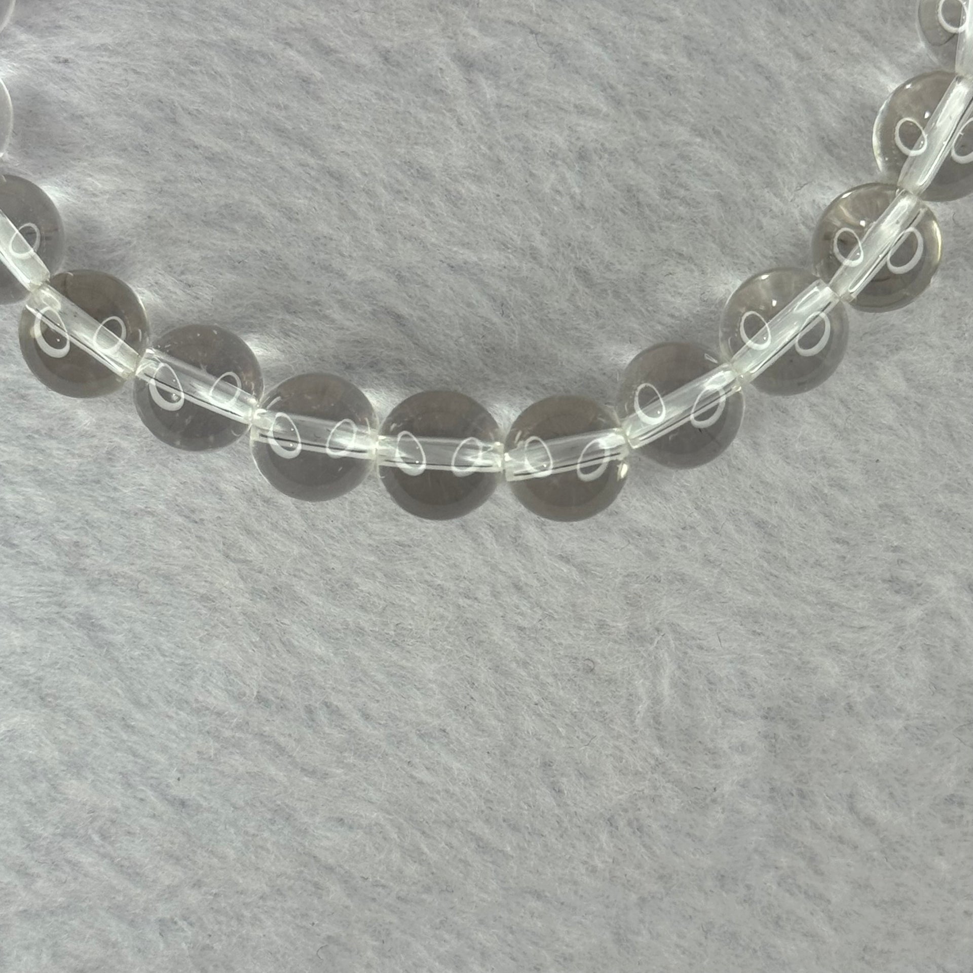 Natural Clear Quartz Bracelet 天然白水晶手链 18.55g 16.5cm 8.4mm 24 Beads - Huangs Jadeite and Jewelry Pte Ltd