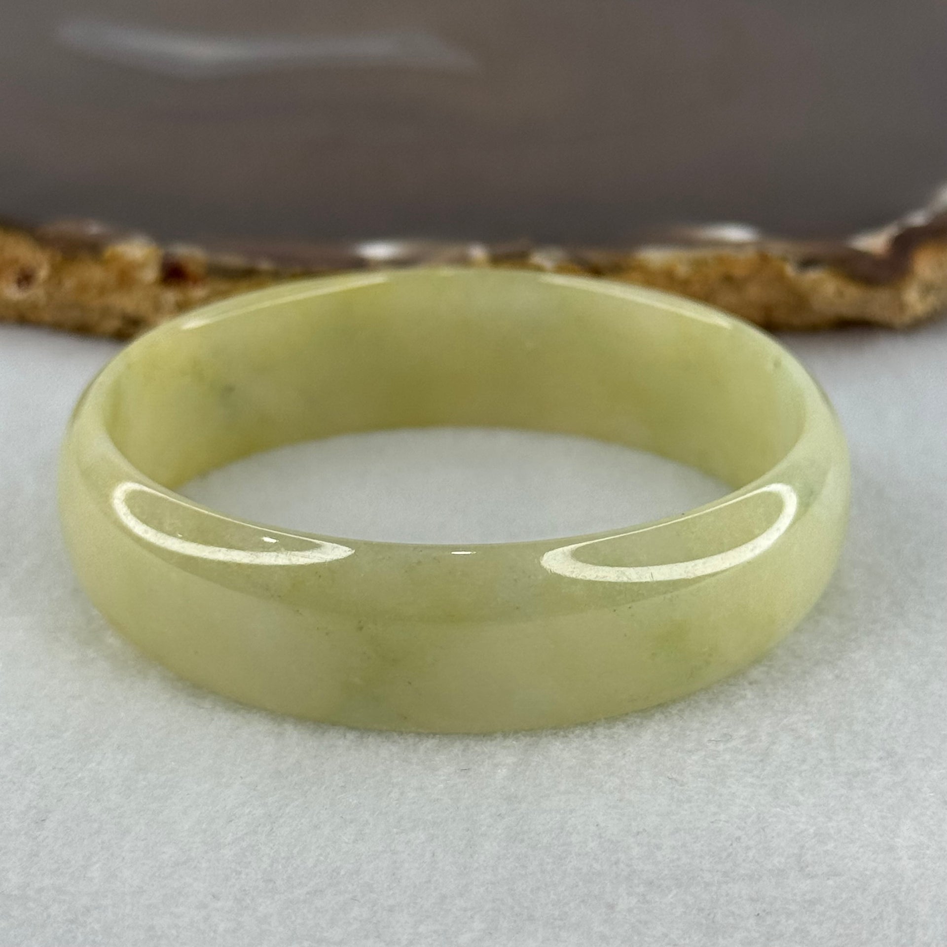 Type A Yellowish Green Jadeite Bangle Internal Diameter 52.8mm 28.01g 14.3 by 4.1mm (Slight Internal Line) - Huangs Jadeite and Jewelry Pte Ltd