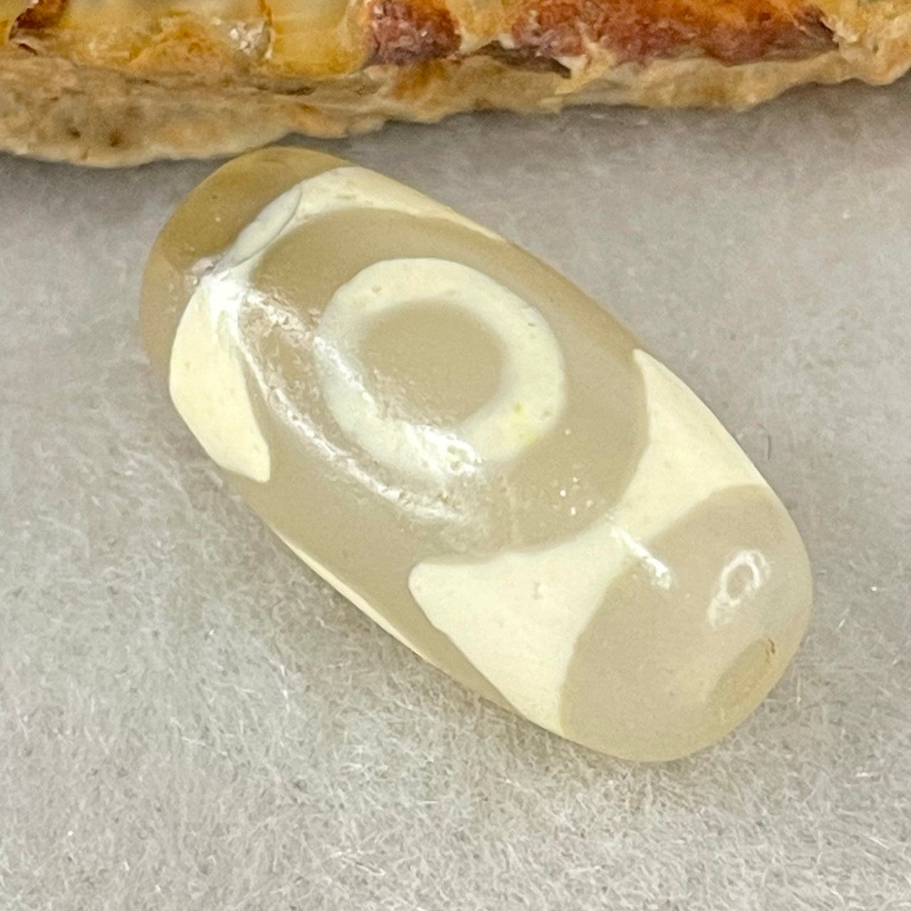 Natural Powerful Tibetan Old Oily Agate 3 Eyes Dzi Bead Heavenly Master (Tian Zhu) 三眼天诛 3.02g 20.2 by 10.2mm - Huangs Jadeite and Jewelry Pte Ltd