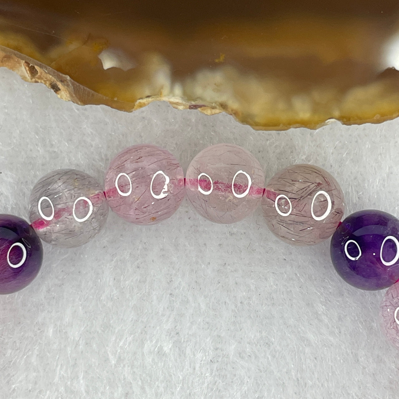 Certified Above-Average Grade Natural Super 7 Crystal Beads Bracelet | High-Fluidity Crystalline Strand | Authentic Sacred Seven Multi-Mineral Inclusions Quartz Spiritual Catalyst & Auric Shield Bracelet (14.94g | 15.5cm Length | 7.8mm | 25 Beads)