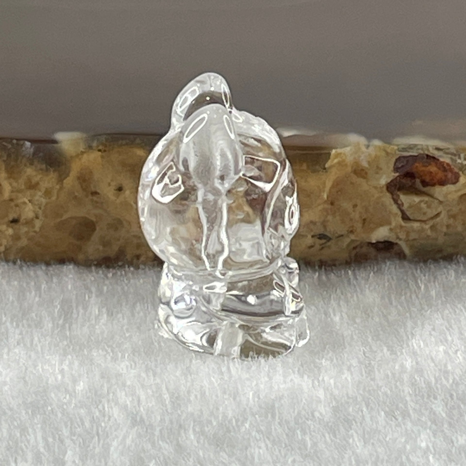 Natural Clear Quartz Labubu Charm Display 3.68g 19.2 by 12.5 by 11.3mm - Huangs Jadeite and Jewelry Pte Ltd