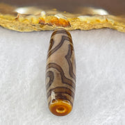 Natural Powerful Tibetan Old Oily Agate 3 Eyes Dzi Bead Heavenly Master (Tian Zhu) 三眼天诛 7.57g 39.9 by 11.3mm - Huangs Jadeite and Jewelry Pte Ltd