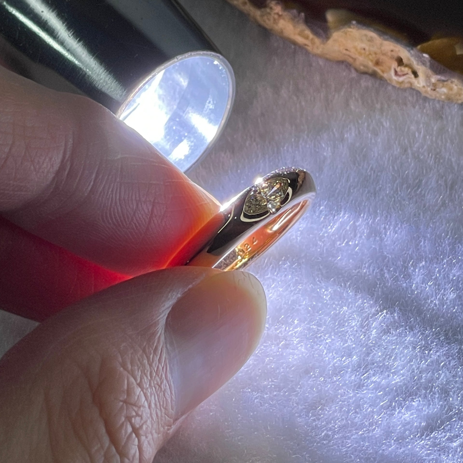 Natural Marquise Shape Diamond in 18K Rose Gold Ring D0.24ct Total 4.85g US7 HK15 - Huangs Jadeite and Jewelry Pte Ltd