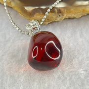 Natural Blood Red Amber Pendant in S925 Sliver Necklace 6.22g 21.6 by 15.6 by 14.9mm - Huangs Jadeite and Jewelry Pte Ltd