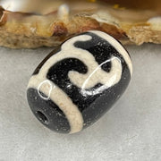 Natural Powerful Tibetan Old Oily Black White Agate Green Tara Dzi Bead Heavenly Master (Tian Zhu) 绿度母天珠 4.99g 17.9 by 13.4mm - Huangs Jadeite and Jewelry Pte Ltd