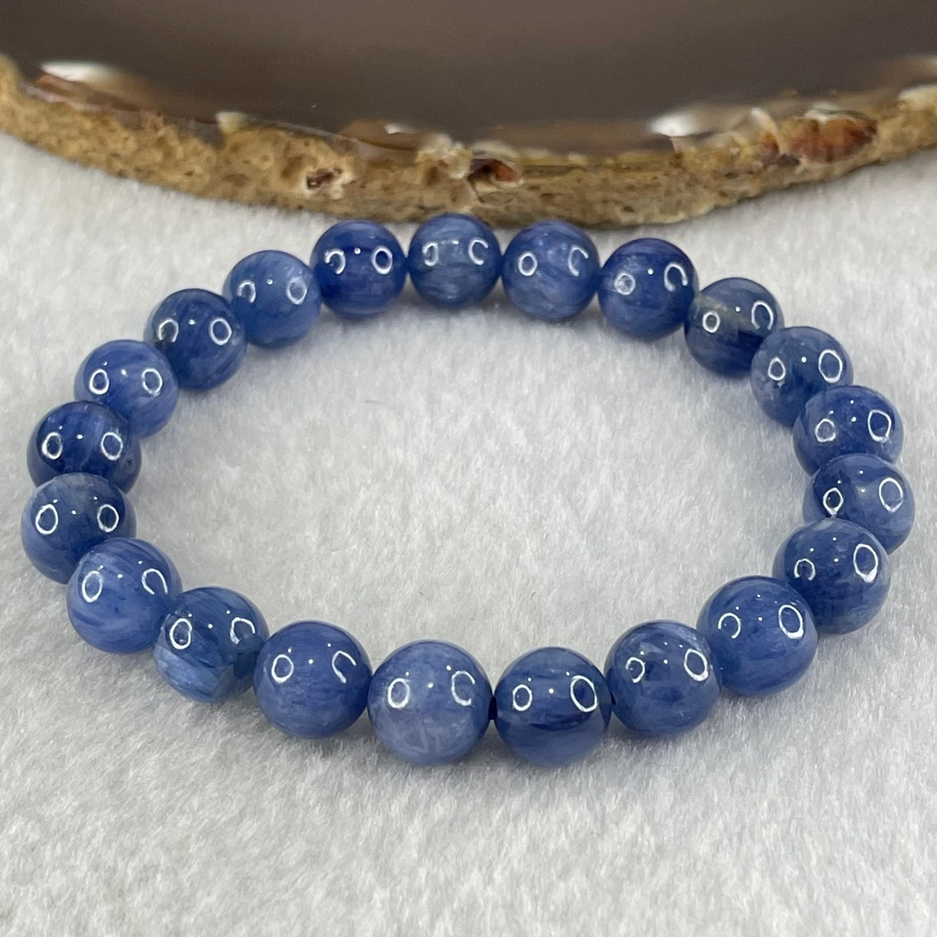 Natural Blue Kyanite Beads Bracelet 28.18g 15.5cm 9.4mm 21 Beads - Huangs Jadeite and Jewelry Pte Ltd