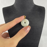 Natural Type A Faint Green to White Jadeite Ping An Kou Pendant | 21mm Ultra-Thick Jade Peace Disc Talisman (6.86g | 21.4 x 7.1mm) - Huangs Jadeite and Jewelry Pte Ltd