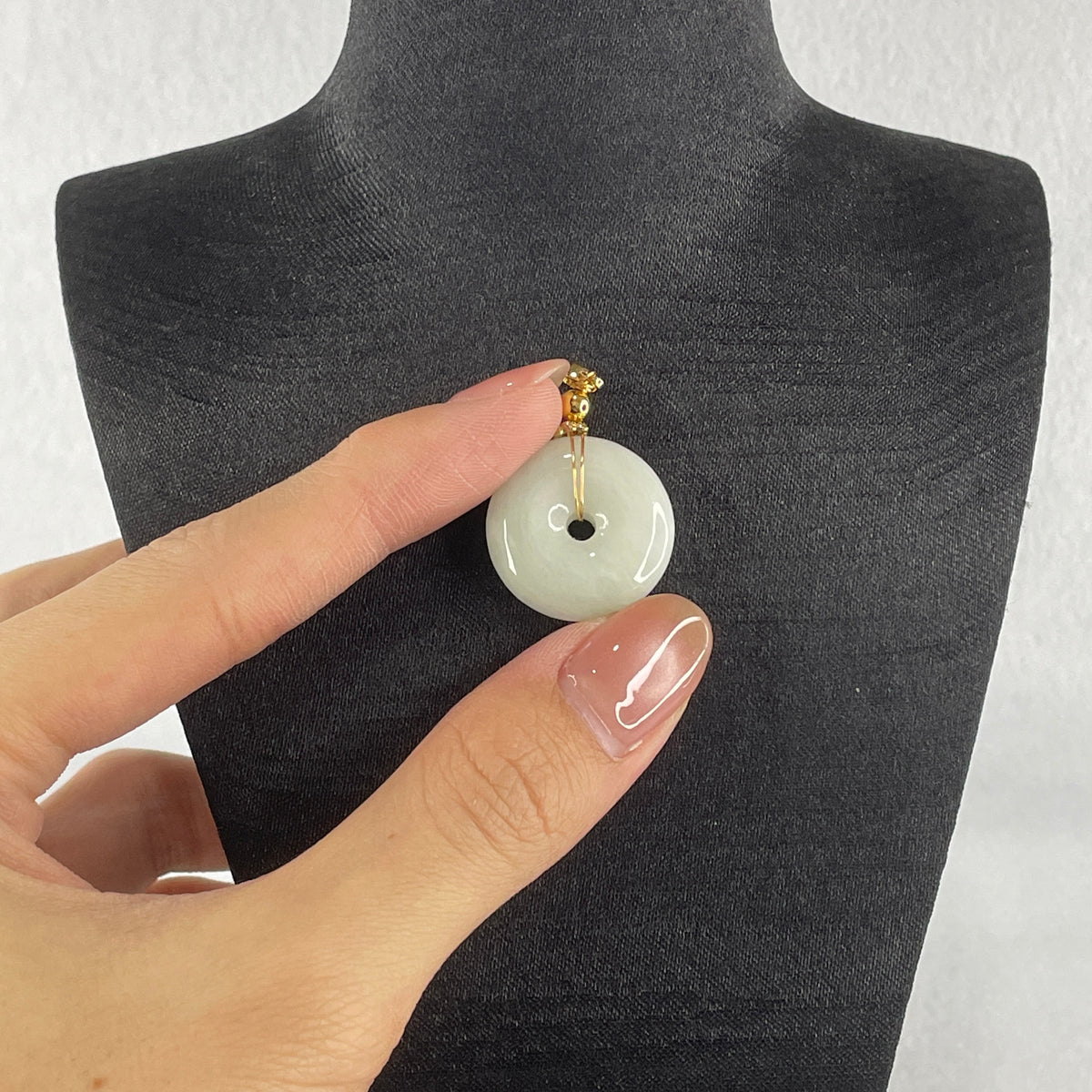 Natural Type A Faint Green to White Jadeite Ping An Kou Pendant | 21mm Ultra-Thick Jade Peace Disc Talisman (6.86g | 21.4 x 7.1mm) - Huangs Jadeite and Jewelry Pte Ltd