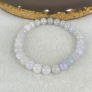 Type A Lavender Jadeite Beads Bracelet 13.74g 15.5cm 6.7mm 28 Beads - Huangs Jadeite and Jewelry Pte Ltd