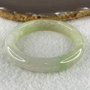 Rare Type A Natural Semi Icy Jelly Light Green with Faint Lavender Jadeite Bangle 44.21g Inner Diameter 50.6mm 10.8 by 8.2mm (Perfect) - Huangs Jadeite and Jewelry Pte Ltd