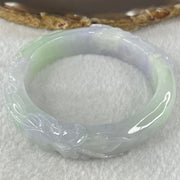 Type A Lavender and Green Jadeite Prosperity Flower Bangle 64.58g Internal Diameter 54.7mm 14.7 by 9.6mm (Internal Lines) - Huangs Jadeite and Jewelry Pte Ltd