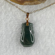 Good Grade Natural Blueish Green Tourmaline Crystal Vase Pendant with 18K Rose Clasp and Gold Color S925 Silver Necklace 2.28g 16.5 by 9.8 by 4.7mm - Huangs Jadeite and Jewelry Pte Ltd