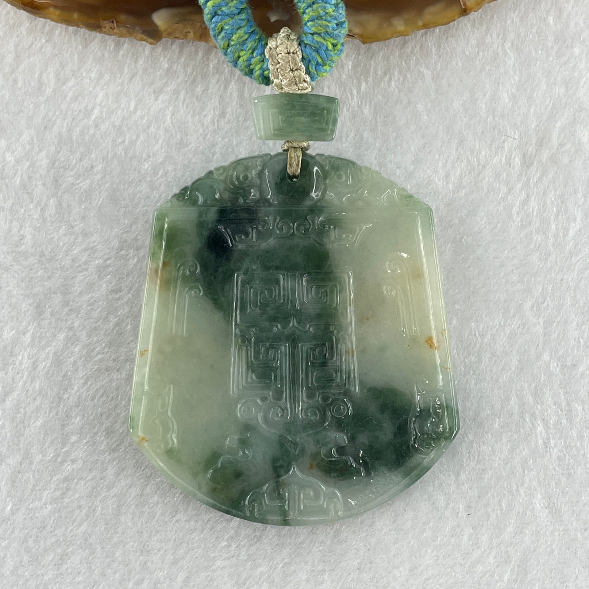 Natural Type A Light Dark Green with Red Spots Jadeite Pixiu Pair Lucky Charm for Luck, Wealth and Protection Pendant 36.74g 52.6 by 45.6 by 5.6mm - Huangs Jadeite and Jewelry Pte Ltd
