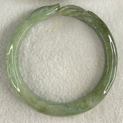 Type A Green with Dark Green Piao Hua Jadeite 9 Tail Fox Bangle Internal Diameter 55.6mm 41.22g 12.5 by 8.4mm (Internal Lines) - Huangs Jadeite and Jewelry Pte Ltd