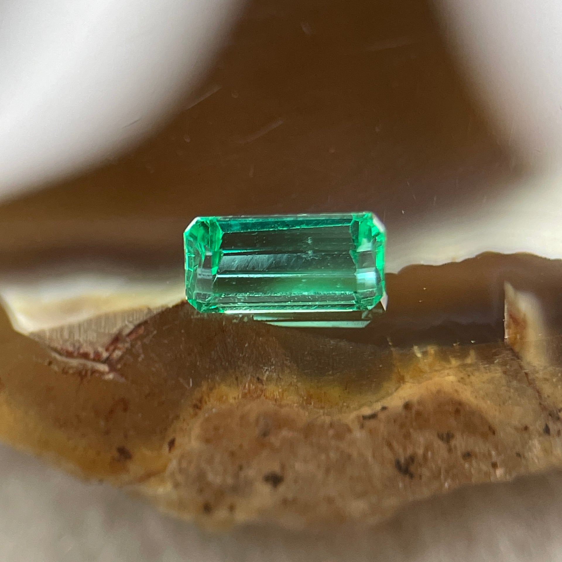 Natural Colombia Vivid Green Emerald (Beryl) Cut-Cornered Rectangular Step cut 0.40ct 5.8 by 3.1 by 2.5mm - Huangs Jadeite and Jewelry Pte Ltd