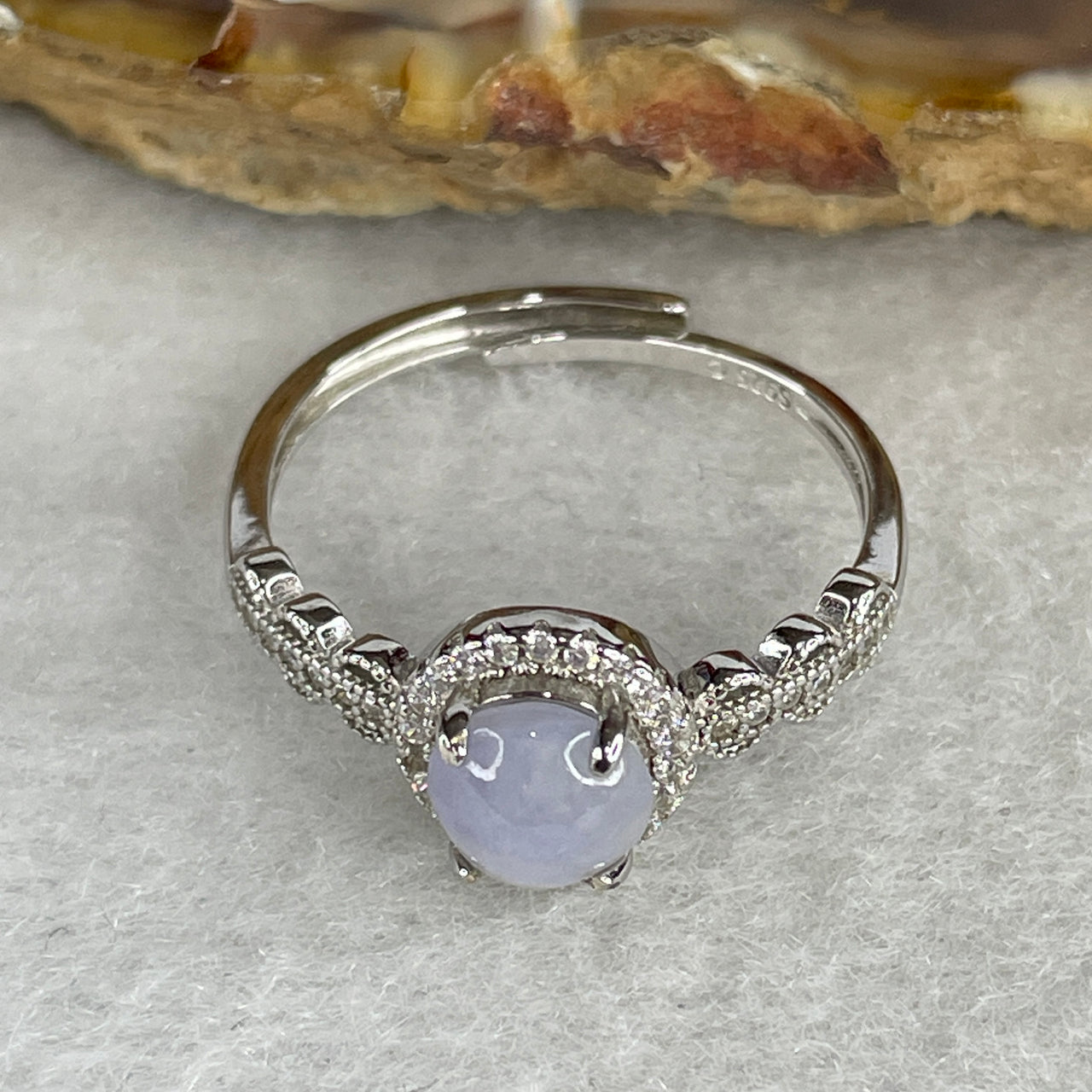 Type A Light Lavender Jadeite High-Dome Ring | Liquid-Glass Translucent Orb | Solid S925 Sterling Silver Setting | Smart Adjustable Sizing (2.02g 6.2x3.0mm)