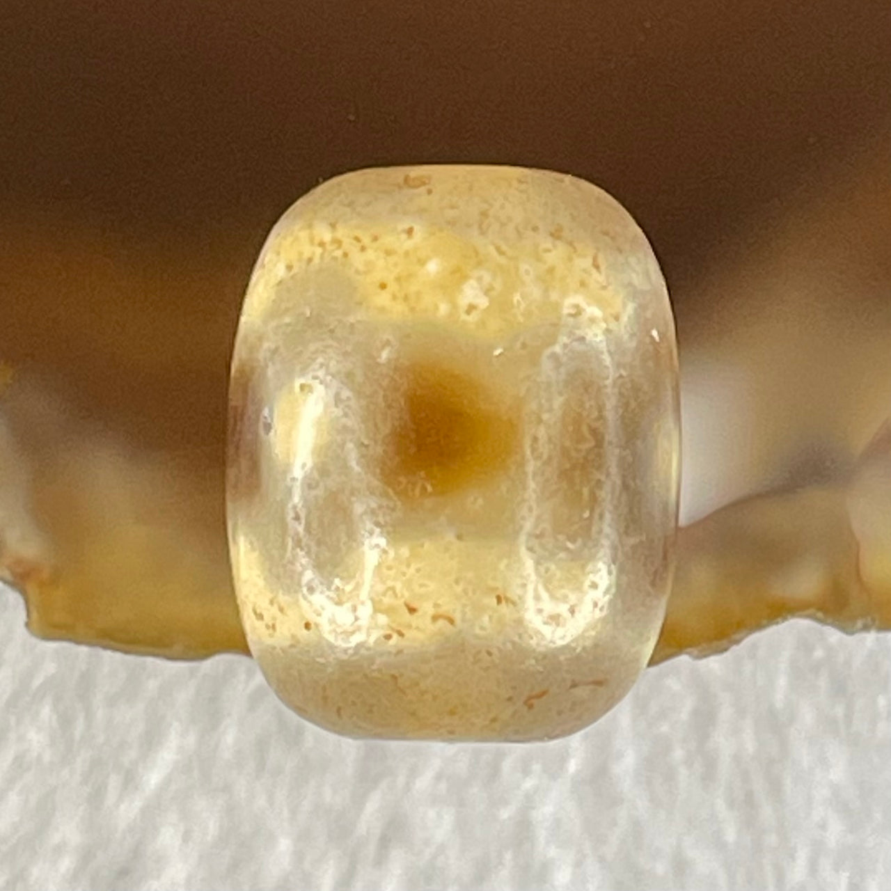 Natural Powerful Tibetan Old Oily Agate 3 Eyes Dzi Bead Heavenly Master (Tian Zhu) 三眼天诛 2.68g 13.9 by 13.9 by 10.9mm - Huangs Jadeite and Jewelry Pte Ltd