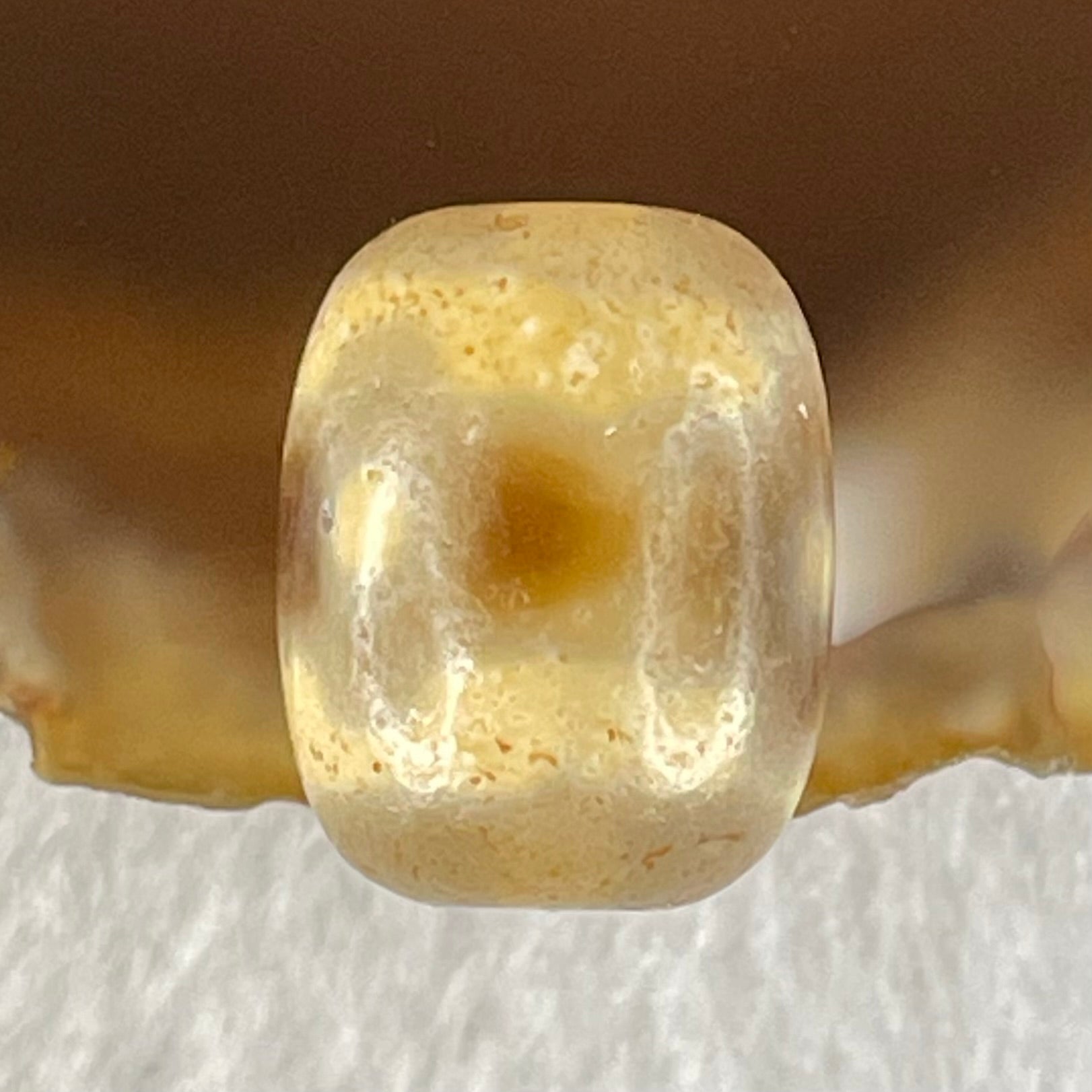 Natural Powerful Tibetan Old Oily Agate 3 Eyes Dzi Bead Heavenly Master (Tian Zhu) 三眼天诛 2.68g 13.9 by 13.9 by 10.9mm - Huangs Jadeite and Jewelry Pte Ltd