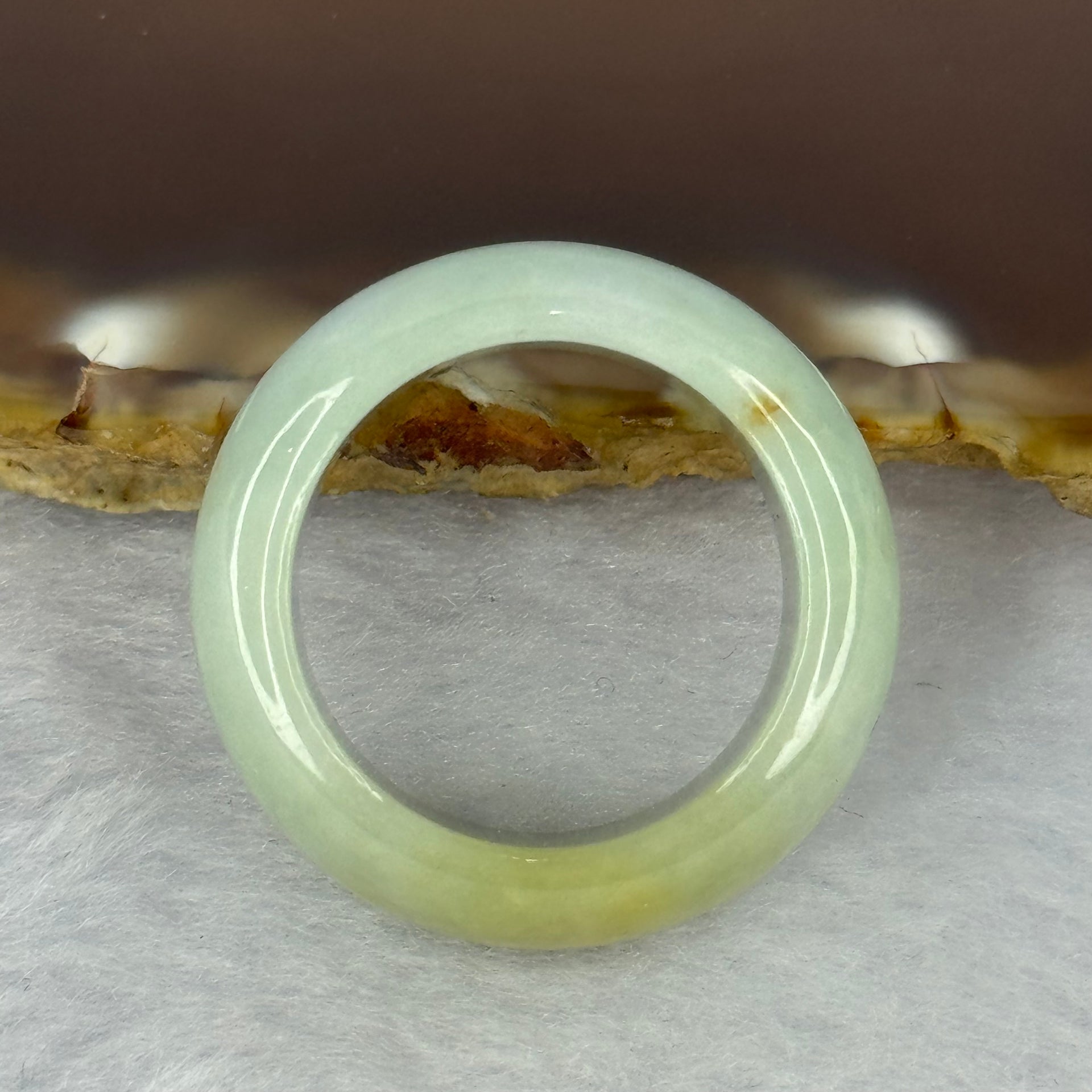 Type A Light Blueish Green and Yellow Patch Jadeite Ring 9.67g 11.4 by 4.7mm US10 HK22.25 - Huangs Jadeite and Jewelry Pte Ltd