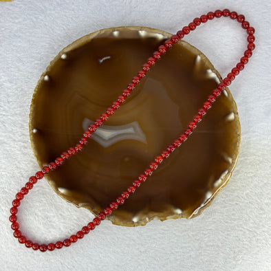Natural Carnelian Agate Necklace 天然红玉髓玛瑙手链 for Balancing Mind Body Spirit, Removes Negativity, Restores Hope and Enthusiasm 28.51g 6.4mm 89 Beads 53cm Elastic - Huangs Jadeite and Jewelry Pte Ltd