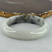 Type A Faint Green and Wuji Grey with Yellowish Green Patch Jadeite Bangle Internal Diameter 56.5mm 61.24g 14.3 by 8.0mm (Very Slight Internal Lines) - Huangs Jadeite and Jewelry Pte Ltd