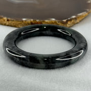 Type A Slightly Translucent to Opaque Wuji Black and Green Jadeite Bangle Internal Diameter 56.0mm 89.69g 12.5 by 13.0mm (Very Slight Internal Lines) - Huangs Jadeite and Jewelry Pte Ltd