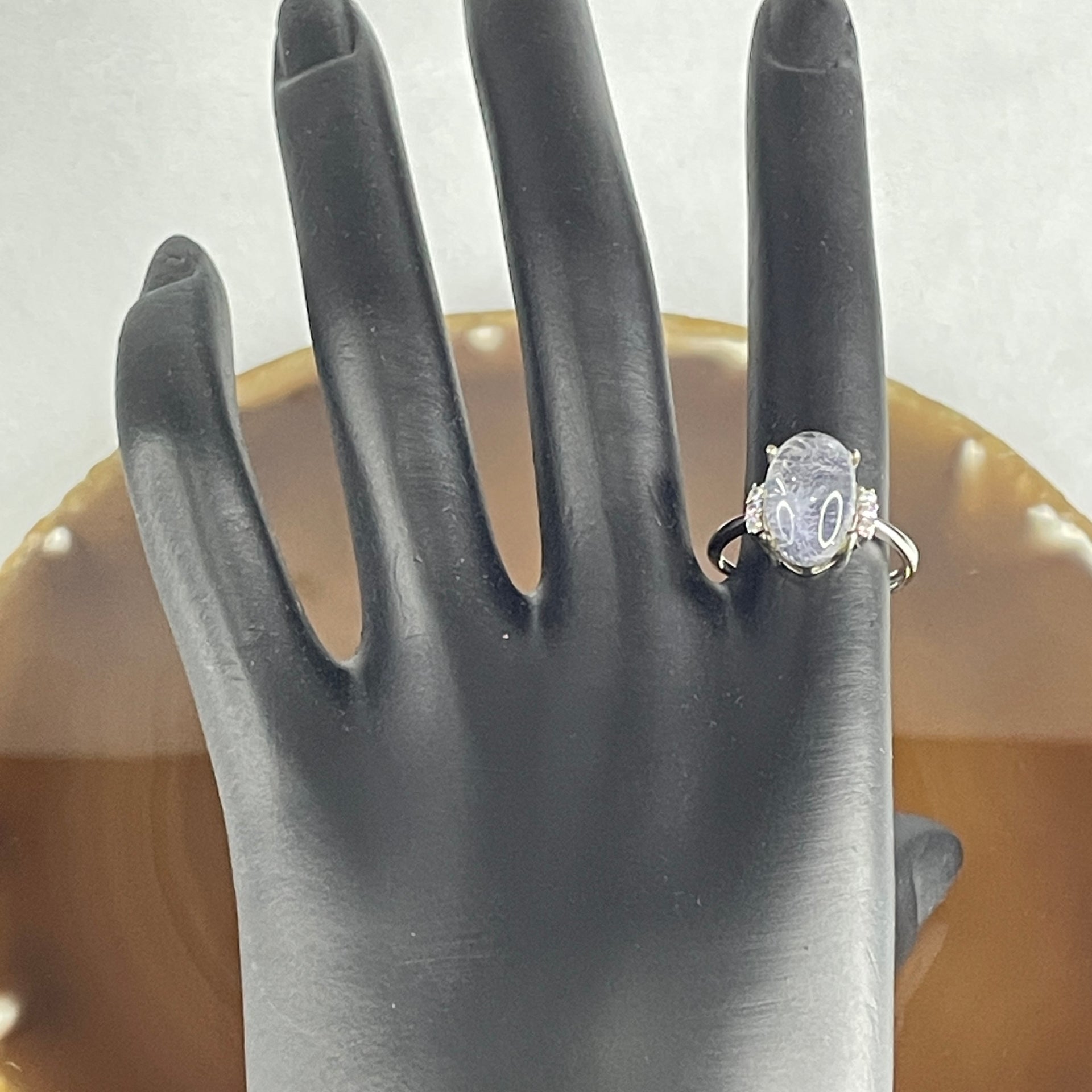 Good Grade Natural Blue Rabbit Hair Rutilated in S925 Sliver 3.27g 13.5 by 9.0 by 6.5mm (Adjustable Size) - Huangs Jadeite and Jewelry Pte Ltd