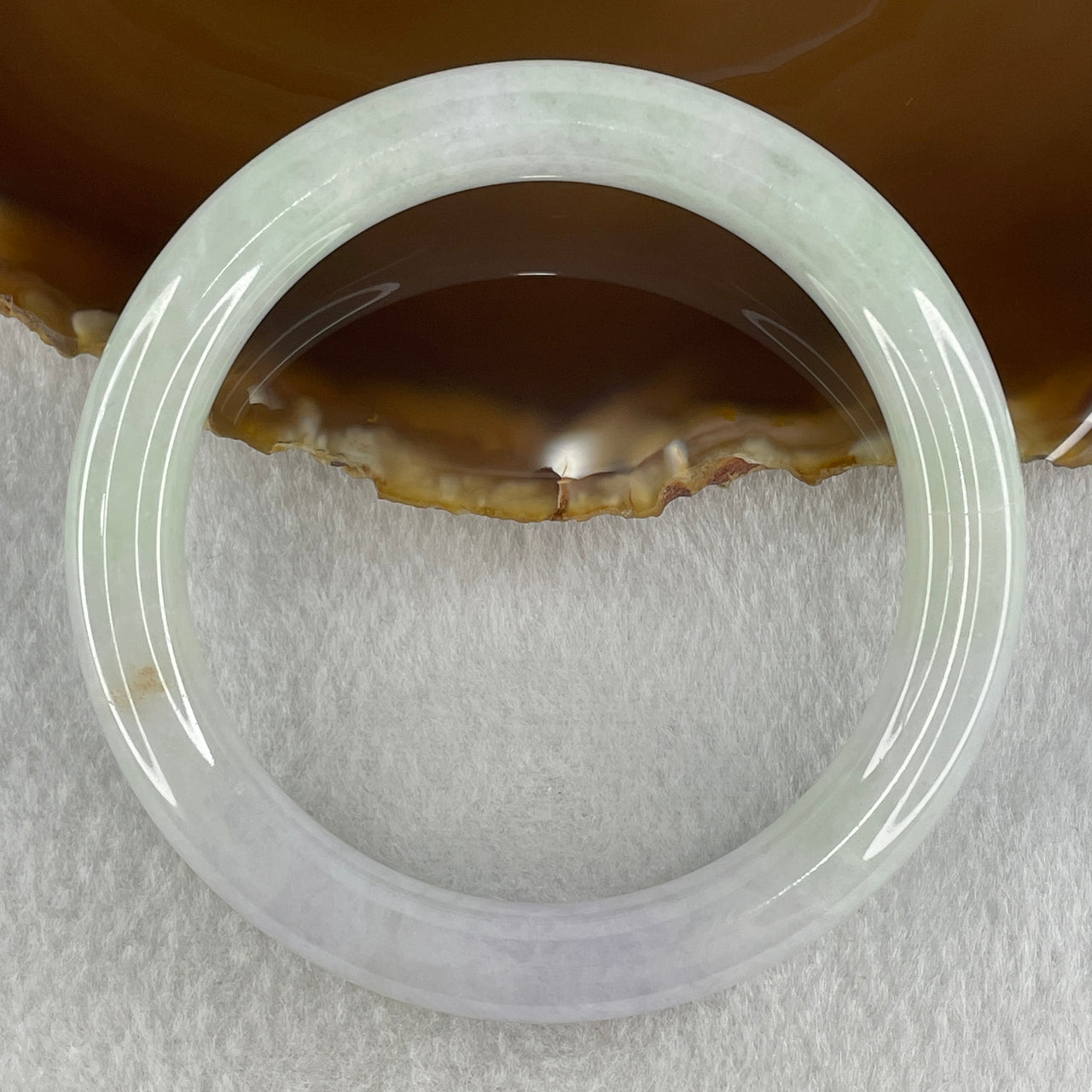 Type A Natural Jelly Light Green Light Lavender Jadeite Bangle 53.06g Inner Diameter 58.5mm 9.9 by 9.5mm (Internal Lines) - Huangs Jadeite and Jewelry Pte Ltd